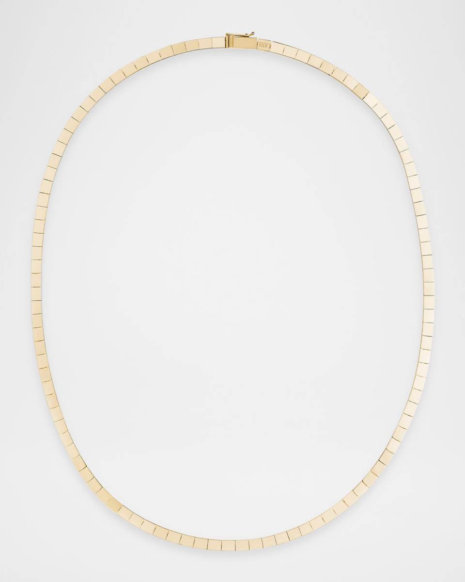 Thin Flash Tile Necklace in 14K Yellow Gold, 16.5"L